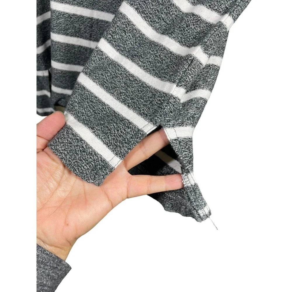 J. Crew Women's Size S Crewneck Sweatshirt Striped Grey White Long Sleeve Causal